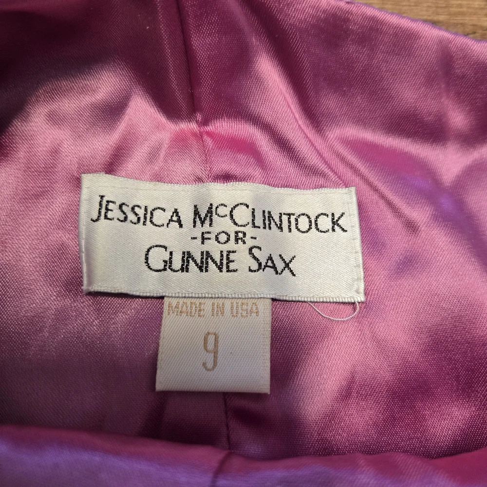 Vintage Jessica McClintock Gunne Sax Purple Beaded Spaghetti-Strap Prom Gown 9 - Picture 5 of 11